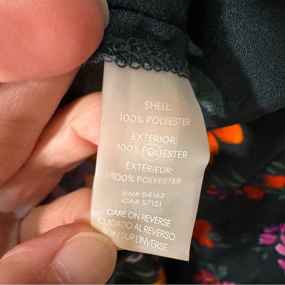 Calvin Klein Dress Green Floral Faux Wrap Midi Ruffles Size 4 in Malachite - Picture 13 of 16